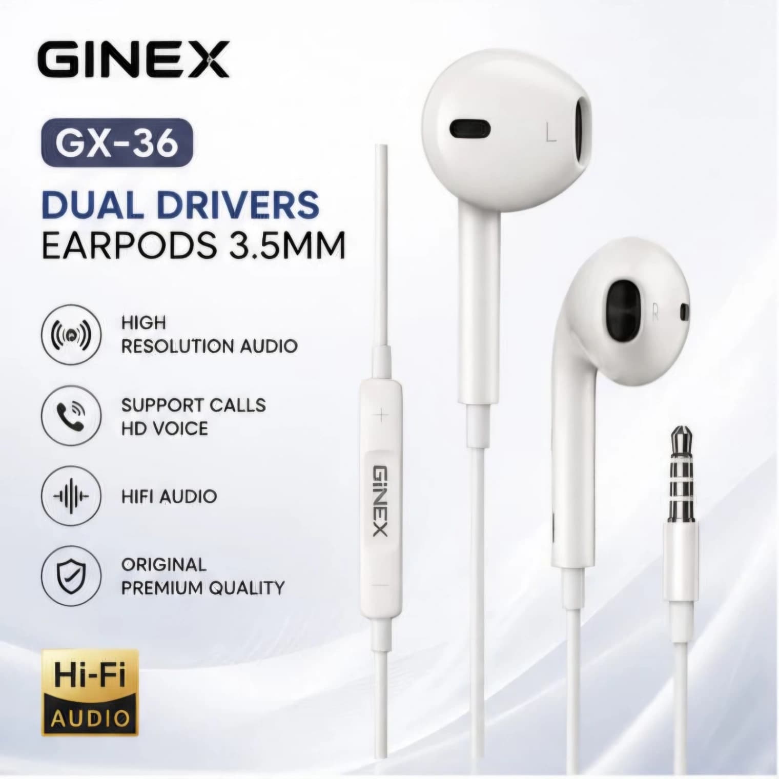GINEX GX-36 Dual Drivers 3.5mm Earphones
